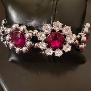 Paparazzi Elegant Silver and Red Gemstone Bracelet